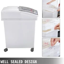 3st 25L mjölförvaringsbehållare med 4 hjul, genomskinligt skjutlock och skopa, förtjockat PP-material, bra tätning, bred applikation