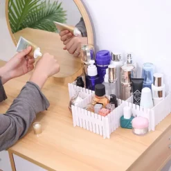 4st Lådavdelare Organizer Plast Lådförvaringsvägg Hem Justerbar klaff Vit Förlängd 47x7CM