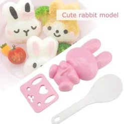 3st Livsmedelskvalitet PP Tecknad Kanin Modell Sushi Risform DIY Hantverk Onigiri Make Tool (Rosa)
