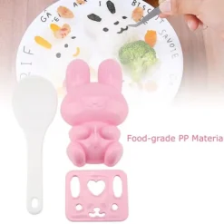 3st Livsmedelskvalitet PP Tecknad Kanin Modell Sushi Risform DIY Hantverk Onigiri Make Tool (Rosa)