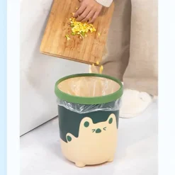 Söt papperskorg i björnmönster - stor kapacitet för badrum, sovrum, kök, vardagsrum (gul)