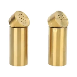 2st Salt Peppar kryddflaska Professionell 304 rostfritt stål kryddflaska för kök Camping Utomhusgrill Guld