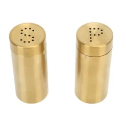 2st Salt Peppar kryddflaska Professionell 304 rostfritt stål kryddflaska för kök Camping Utomhusgrill Guld
