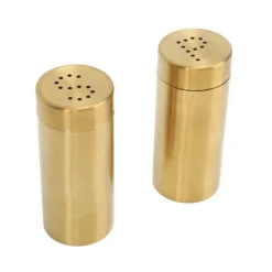 2st Salt Peppar kryddflaska Professionell 304 rostfritt stål kryddflaska för kök Camping Utomhusgrill Guld