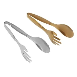 2st skedgaffeltång Liten serveringstång i rostfritt stål Matklämma Salladstång för konditorivaror Buffé Kökstillbehör