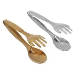 2st skedgaffeltång Liten serveringstång i rostfritt stål Matklämma Salladstång för konditorivaror Buffé Kökstillbehör