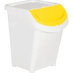 Stapelbara soptunnor med lock - 3 st | Färg: Vit | Volym: 120 L