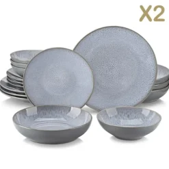 Stengodservis Servis, Elegant Design, Hållbart Keramiskt Material,32 stycken