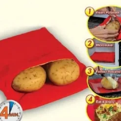 1STK tvättbar kockpåse för mikrovågsugn för snabb tillagning av potatis (lagar 4 potatisar) FR4422