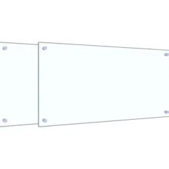 Stänkskydd 2 st transparent 80x40 cm härdat glas
