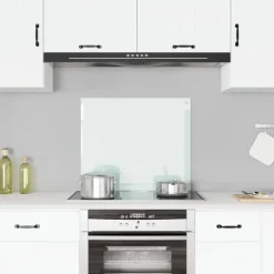 Stänkskydd i härdat glas - Värmebeständigt och reptåligt | Färg: Vit | Storlek: 70x60 cm