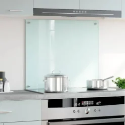 Stänkskydd i härdat glas - Värmebeständigt och reptåligt | Färg: Vit | Storlek: 70x60 cm