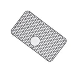 Stor grå diskbänksmatta i silikon med dräneringshål - 66,5x35,5 cm