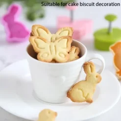 4st/set Plastutskärare Söt Fjäril Kanin Kyckling Påskägg Form Fondant Utskärare Kexkaka Mögel