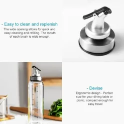 2-stycken multifunktionella oljedispenser Vinäger- och oljeflaskor av glas med 450 ml fyllnadskapacitet - För att hälla upp portioner utan att spilla | CDON