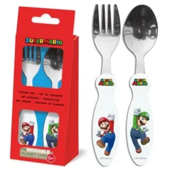 Super Mario Bestick Cutlery Sked & Gaffel i metall 14cm