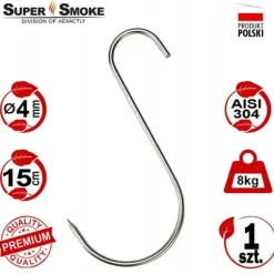 Super Smoke S-typ rökkrok för kött och pålägg 4mm 15cm Premium