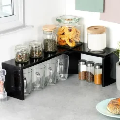 Svart hörnhylla för kök 47x32x15,5 cm