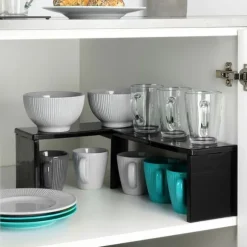 Svart hörnhylla för kök 47x32x15,5 cm