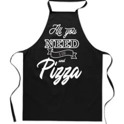 Svart tryckt förkläde kök All you NEED IS LOVE PIZZA herr dam