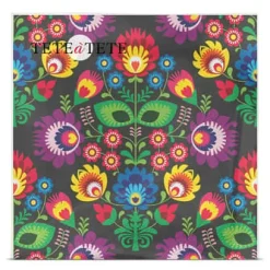 Svarta servetter i folklig stil, Tete a Tete-servetter, 3-lagers, 33x33 cm, 1/4 vikta, 20 st per förpackning