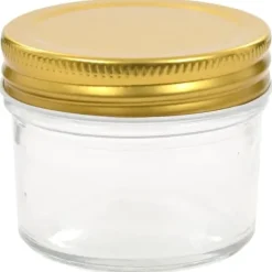 Syltburkar i glas med guldfärgade lock - 96 st | Volym: 110 ml | Färg: Glas med guldlock