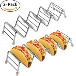 Tacohållare Set med 2, Premium Tacoställ i rostfritt stål för barn, hårda eller mjuka tacos