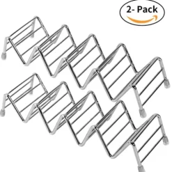 Tacohållare Set med 2, Premium Tacoställ i rostfritt stål för barn, hårda eller mjuka tacos