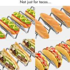 Tacohållare Set med 2, Premium Tacoställ i rostfritt stål för barn, hårda eller mjuka tacos