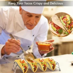 Tacohållare Set med 2, Premium Tacoställ i rostfritt stål för barn, hårda eller mjuka tacos
