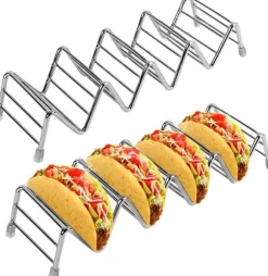 Tacoställ i rostfritt stål 4/5 tacos, tacoställ, tortillaställ för mjuka och hårda tacos i food truck-stil, lämplig för grill och ugn - Diskmaskinssä | CDON