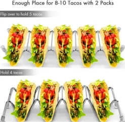 Tacoställ i rostfritt stål 4/5 tacos, tacoställ, tortillaställ för mjuka och hårda tacos i food truck-stil, lämplig för grill och ugn - Diskmaskinssä | CDON