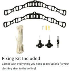 Takhängd Tvättställning - Svart - 1,5 m | Torkställning i Trä Torkhiss Takmonterad Snedtak Horisontellt Tak Hängande Modern Design Stilren Svart Beige | CDON