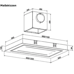 Takhuv GURARI GCH 341 120 BL PRIME, Inbyggd köksfläkt, Takfläkt 120 cm, 1000m³/h