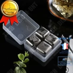 TD® 4 stycken whiskyisbitar i rostfritt stål - Högkylningsteknik - Återanvändbara iskuber - Alkohol och whiskytillbehör