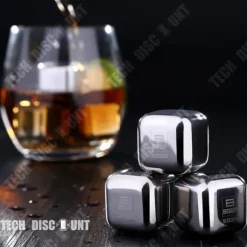 TD® Ice Cube Stone Whisky Återanvändbar rostfritt stål Alkoholvin Högkvalitativ present för män Dryckskylarset med 4