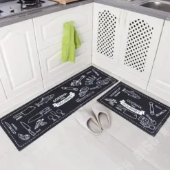 TD® Köksmatta Framför Diskbänk - 2 Styck Maskintvättbar Anti-halk Absorberande Köksmatta 40 * 60+40 * 120cm Beständig
