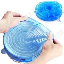 TD® Silikon Stretch Lock Paket med 6 olika storlekar Rund form Ekonomisk Bra kvalitet Mikrovågsekonomi