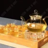 Teapot - TECH DISCOUNT - 600ml - Borosilikatglas - Set med bas och 4 koppar - Vit