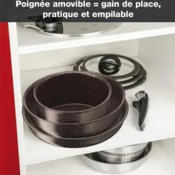 TEFAL L6789102 Ingenio Extreme 15-delade köksredskapsset - Brown Stone Effect - Tillverkad i Frankrike