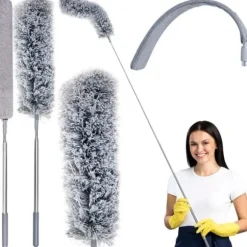 Telescopic dust brush with two attachments - Enklare rengöring under soffan - Städmopp - Easyclean - Dammvippa