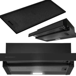 Teleskopisk köksfläkt 50cm svart BT-238