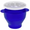 Återanvändbar Silikonpopcornmaskin för mikrovågsugn, vikbar skål med lock i Blått - 24 x 20 x 6 (14.5) cm Popcorn Maker
