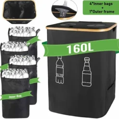 Återvinningsbehållare, 160L kapacitet, vattentåligt material,svart, 160L