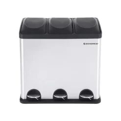 Återvinningsbehållare, 60.5x36.5x56.5 cm, Silver, Svart