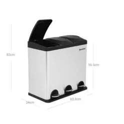 Återvinningsbehållare, 60.5x36.5x56.5 cm, Silver, Svart