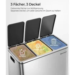 Återvinningsbehållare, 61x34x55,5 cm, Silver och Svart