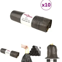 The Living Store Avfallspåsar med dragsnöre 250 st svart 35 L - Soppåsar