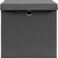 The Living Store Förvaringslådor med lock 4 st grå 32x32x32 cm tyg - Förvaringslådor