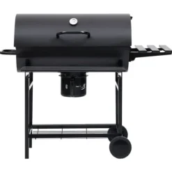 The Living Store Grilltunna med hjul och bord svart stål 115x85x95 cm - Utomhusgrillar